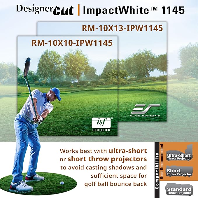 Elite Screens Designer Cut, 10'x13' ImpactWhite DIY Raw Projector Screen Material for Golf/Multi-Sport Simulation, Folded Packing RM-10X13-IPW1145