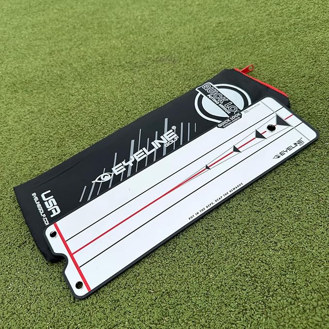 EyeLine Golf Quick Look Mirror and 70 Degree Edge Putting Rail – Compact Golf Training Aid for Putting Stroke with Slight Arc – Use on Indoor Greens or Outdoors