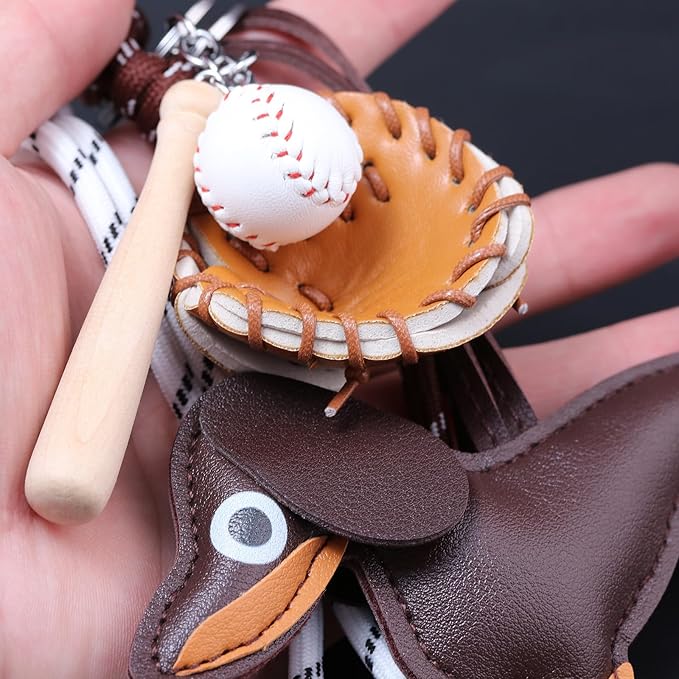 Unique Keychain Designer Rope Bag Charms for Handbag - Cute Teddy Bear Purse Charm - Leather Dachshund Accessory