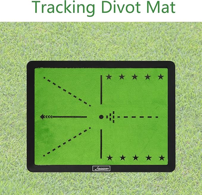 Golf Hitting Mats for Swing Path Feedback Reusable Anti-Slip Rubber Backing Extra Replaceable Dual Velvet Pad Fit in Indoor Outdoor Golf Swing Practice (16 X 12 in) Gifts for Golfer