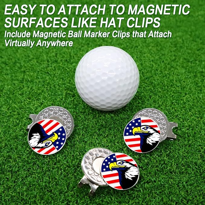 FINGER TEN Golf Ball Marker with Hat Clip Markers Assorted Patterns Value Gift Set Mark Golf Divot Tool Accessories for Men Women Kids