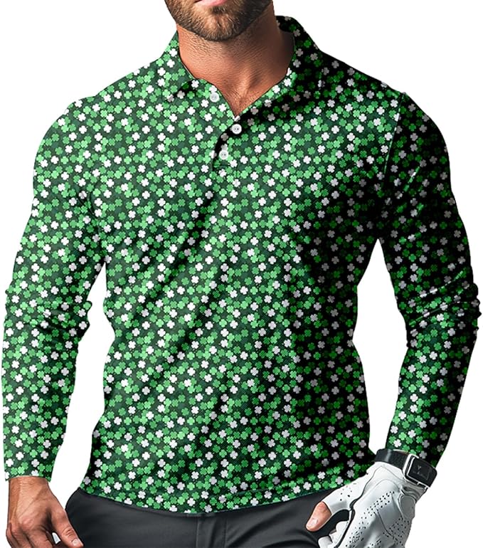 Men's Long Sleeve Golf Shirt Quick Dry 3 Button Work Fishing Outdoor Casual Collar Shirt
