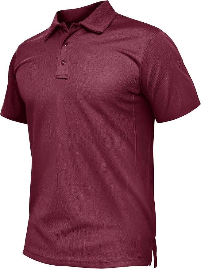 TACVASEN Mens Polo Shirt Short Sleeve Tactical Performance Collared Work Golf Shirts Dry Fit Pique Polos for Summer