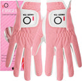 FINGER TEN Womens Golf Glove Right Handed Golfer Left Hand Rain Grip Hot Wet All Weather Value 2 Pack, Golf Gloves Breathable Flexible for Ladies Women