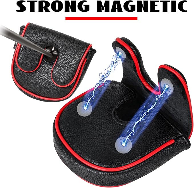 Craftsman Golf Leather Black Mallet Putter Headcover Head Cover Protector Case for LAB DF3 Center Shaft Putters Magnetic Closure