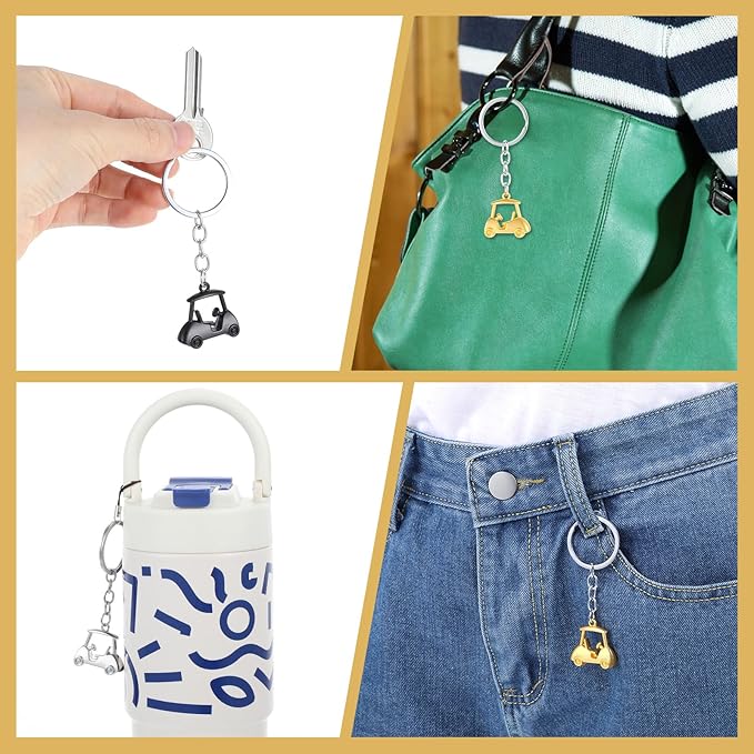 3pcs Golf Cart Key Chain,Zinc Alloy Golf Cart Keychain, Durable Golfs Keychain, Lightweight and Compact, Easy to Carry, for Men's Golfs Enthusiasts and Souvenirs, 3 Colors