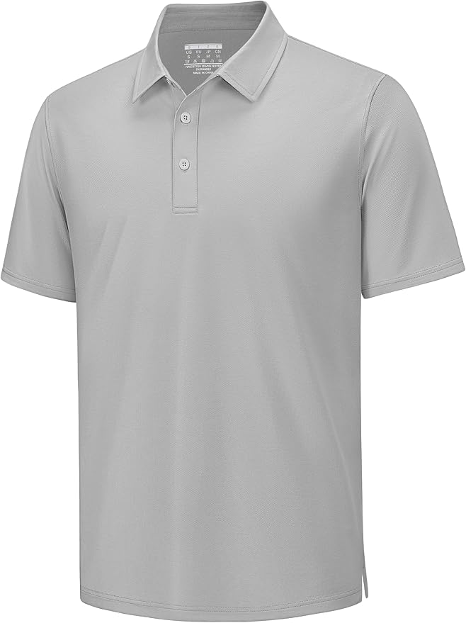 TACVASEN Mens Polo Shirts Short Sleeve Pique 3 Buttons Golf Polo Cooling Performance Moisture Wicking Shirt