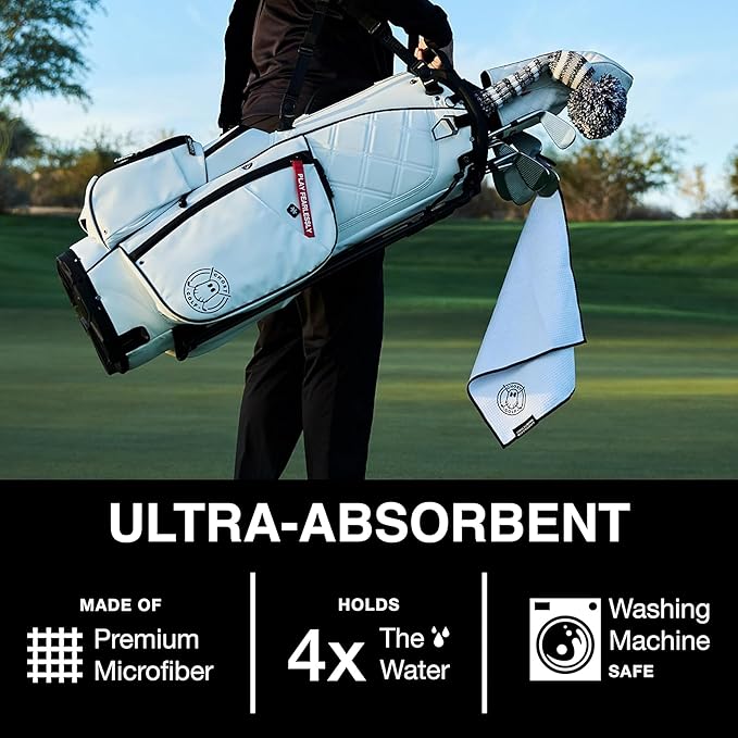 Ghost Golf Magnetic Towel (Greenside) - Premium Ultra-Absorbent Microfiber Golf Towel with Magnet for Golf Carts or Clubs - 18" x 18" Golfing Gear - Waffle Weave Pattern (Red)