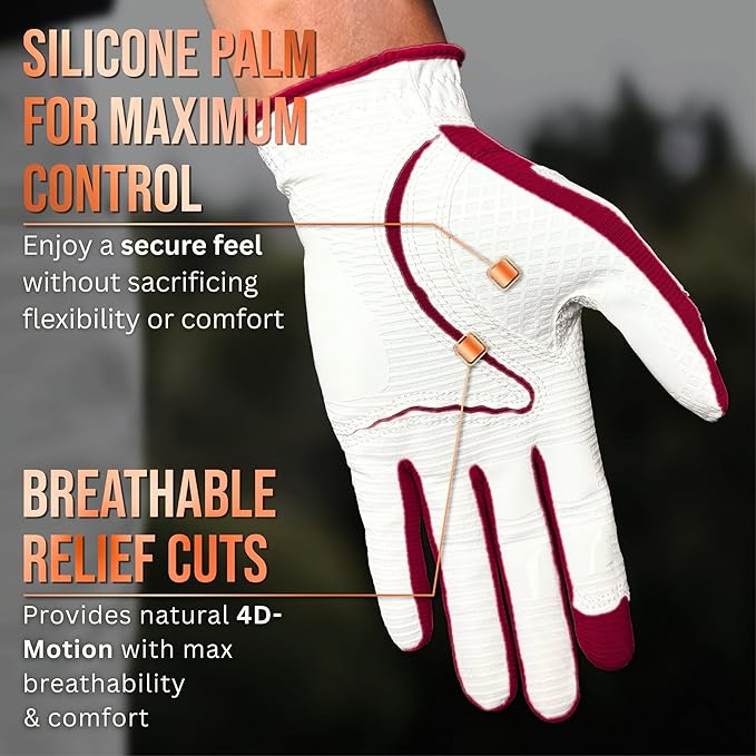 Copper Tech Golf Gloves Men Right Handed Golfer or Left Handed Golfer (2nd Gen) | Copper Compression Joint Support Golf Glove