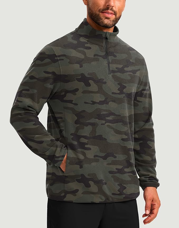 G Gradual Mens Quarter Zip Pullover Fleece with 2 Zipper Pockets Long Sleeve Golf Shirt Winter Athletic Sweater Lightweight