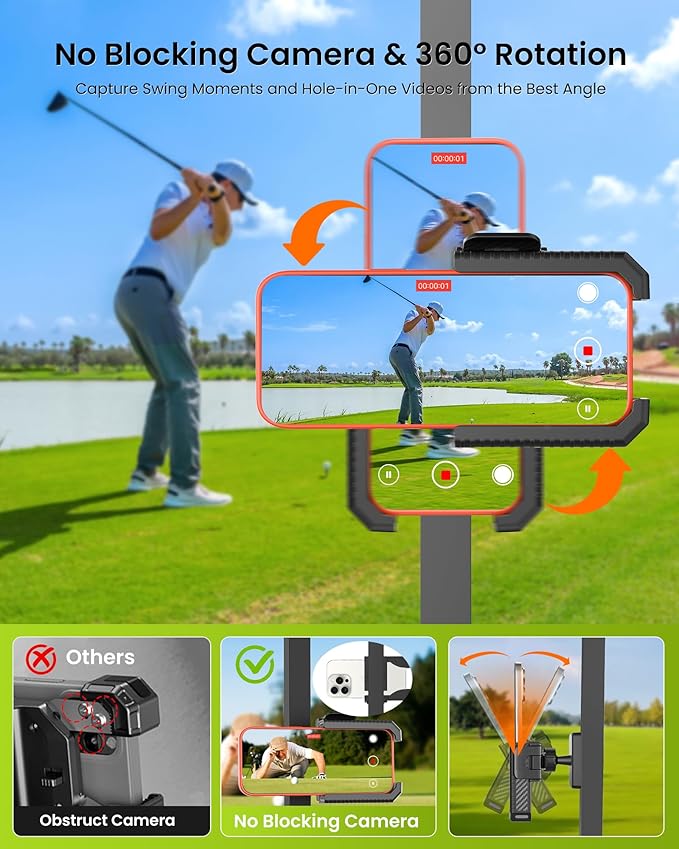 Magnetic Golf Cart Phone Holder Mount- Holds Up To 6 LB, 3s Phone Clip Install, Phone Caddy for iPhone Galaxy Fits EZGO Club Car Yamaha Icon,Golf Cart Accessories Essentials Gift for Men Women