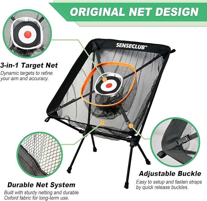 Foldable Chipping Net with Mat & Balls, Indoor Golf Practice Chipping Target, Backyard Golf Game & Gifts