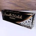 Artblox Office Desk Name Plate Personalized | Custom Name Plates for Desks | Abstract Flower Design On Clear Acrylic Glass | Office Desk Decor - (8" x 2.5")