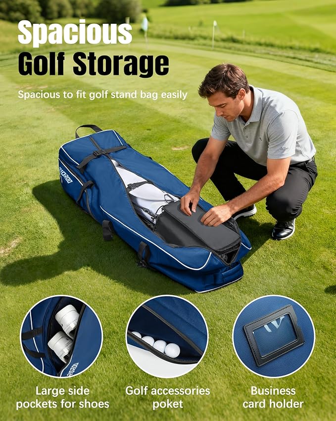 Golf Travel Bags for Airlines with Wheels, Soft-Sided 900D Oxford Cover, Padded Club Protection, Universal Fit Golf Gifts for Men and Women