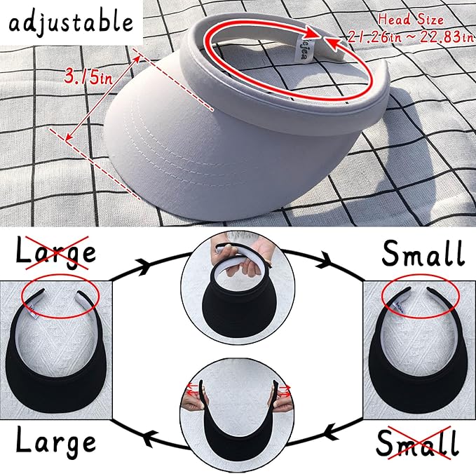 2 Pack Visor Women Men Sun Hat Clip On Visors Adjustable Sport Wide Brim Cap
