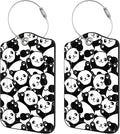 2 Pack Luggage Tags for Suitcase,Cute Panda PU Leather Luggage Tags with Privacy Cover Name Address Labels and Steel Ring,Creative Travel Accessories for Men and Women