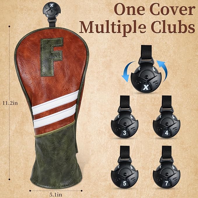 Craftsman Golf Club Head Covers 3pcs or 1pc Classic Brown Golf Headcovers Set Golf Club Headcovers for Driver Fairway Utility/Hybrid Woods Headcovers