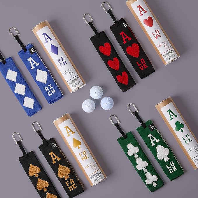 ANDGOLF Pleats Ball Towel, Use to Wash My Ball and Club, Best Choice for Golf Gifts, Embroidered Golf Towels, Clip for Bags/Pants/Skirts, Durable Elastic Band, Colorful Fashion Golf Item