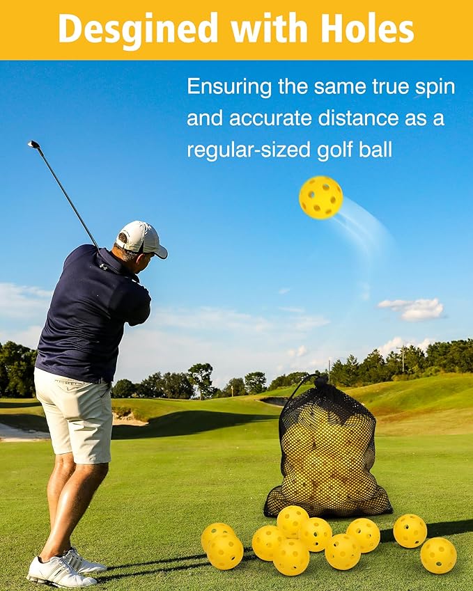 35 Pack Practice Golf Balls Limited Flight Plastic Golf Balls 42mm Practice Golf Balls for Backyard Golf Training Balls for Swing Practice, Airflow Hollow (Multiple Colors)