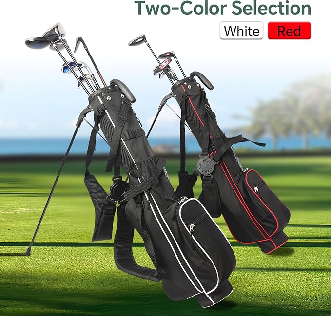 Golf Bag Lightweight Carry Bag, Dual Strap Golf Stand Bag with 6 Pockets, Lightweight Small Golf Bag for a Few Clubs and Rain Cover Hood
