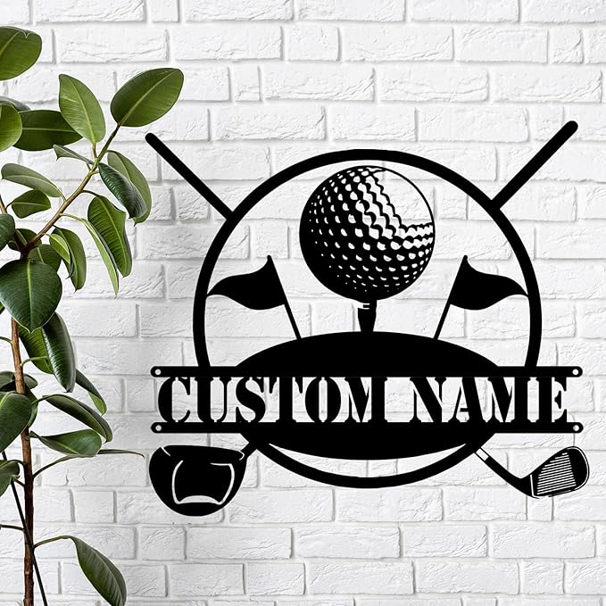 Custom Golf Metal Sign Wall Art, LED Lights Home Decor for Golf Lovers, Personalized Gift for Dad, Unique Hanging Decor for Man Cave or Office, Durable and Eye-Catching Design