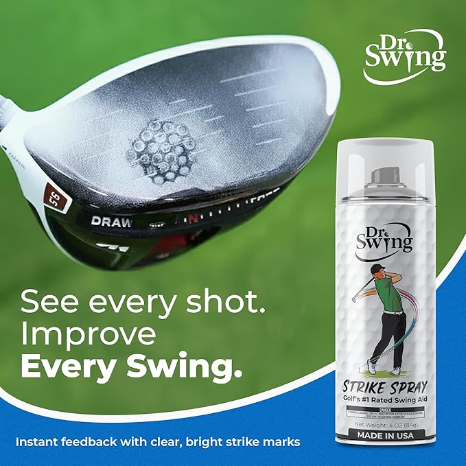 Dr. Swing Golf Impact Spray｜2 Pack｜ Club Spray for Ball Contact Training｜Quick Drying Strike Formula｜Easy Wipe Design｜Men Stocking Stuffer Golf Gift for Christmas, Dad, Brother