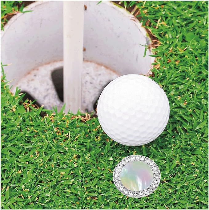 Golf Ball Marker Hat Clip with Pearl Crystal Ball Marker, Golf Accessories, Golf Gifts, Golf Ball Markers for Women