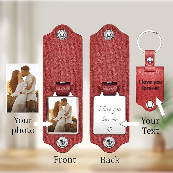 Custom Keychains with Picture Personalized Photo Logo Text Customized Key Chain for Boyfriend Dad Men Women Gifts
