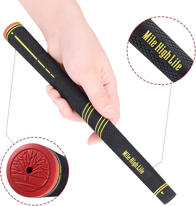 Mile High Life Golf Grips 13 Pack / 3 Pack - All-Weather Soft Rubber Golf Club Grips - High Shock Absorption, Enhanced Traction - Standard, Midsize & Jumbo Size (Core 0.58"-0.61")