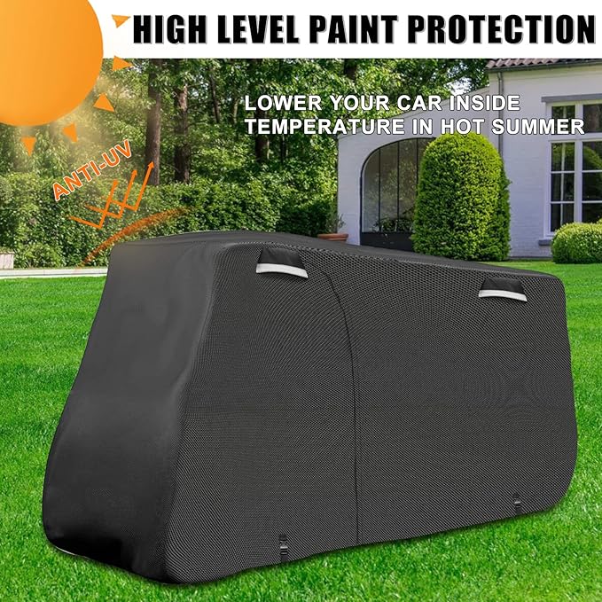 SAPUBK Golf Cart Cover Golf Cart Accessories with Side Door Ziper Compatible with Club Car/EZ-GO/Yamaha for Rain UV Dust Protection All Weather
