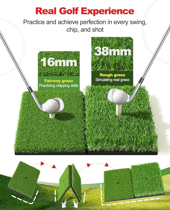 Golf Net, 10×7ft Heavy Duty Golf Hitting Nets with Mat Targets Tees Balls Carry Bag, Golf Practice Equipment Net for Indoor/Outdoor Backyard Driving Chipping Swing Training, Gifts for Men Golfer