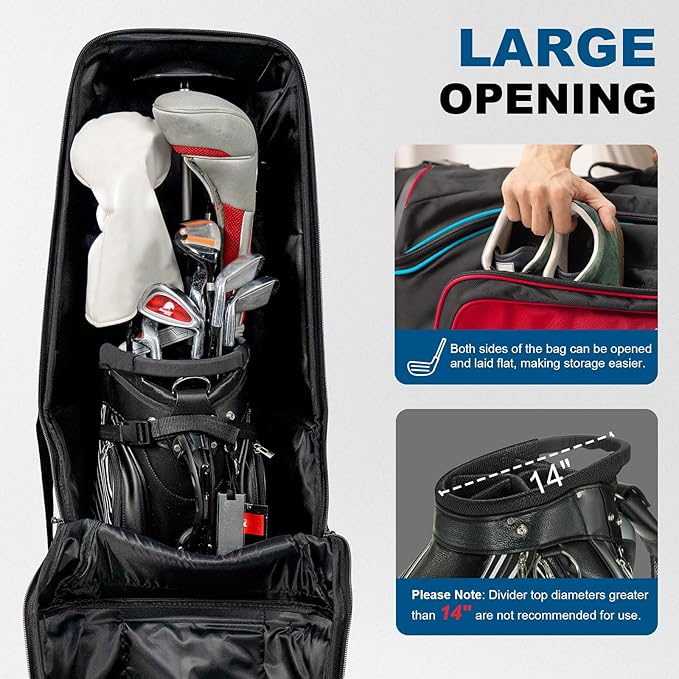 Golf Travel Bags for Airlines with Hard Case Top & Wheels, Hard Shell Top Protect Golf Club, Made of 1680D Heavy Duty Oxford, Internal Strap for Fixing, Lightweight and Easy to Maneuver