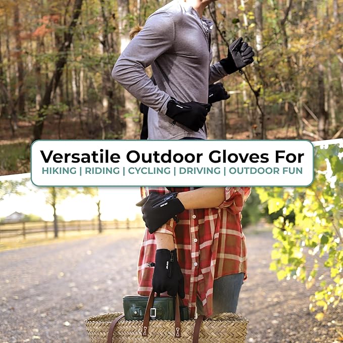 Mountain Made Warm Gloves for Men, Women, Touchscreen Sensitive with Good Grip for Running, Cycling, Driving, Golf, Outdoor Sports and Work with Upgraded Zipper