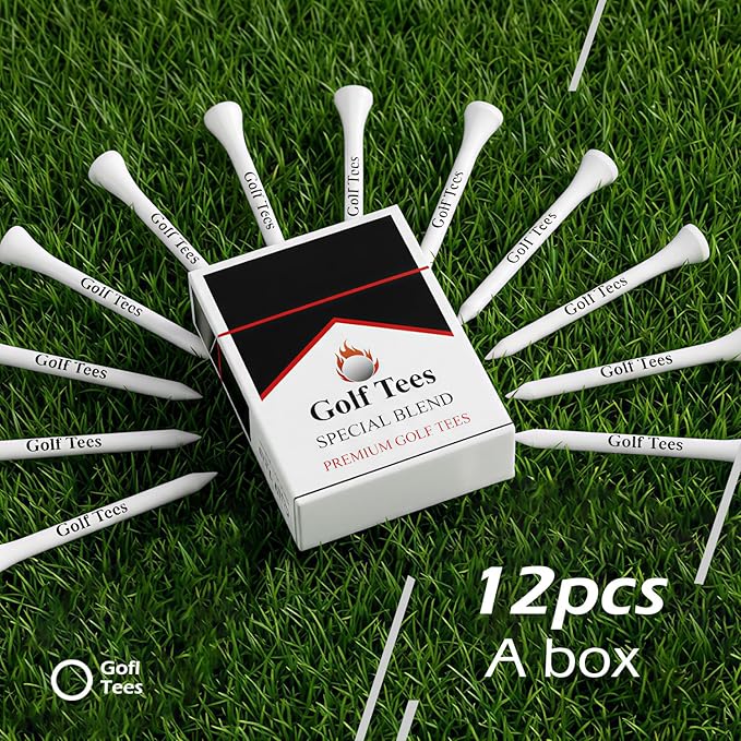 Premium Bamboo Golf Tee 83mm (3.25") Tees | Golf Gifts for Men | Funny Golf Accessory for Golfers | Vintage-Style Tee Case Golf Accessories for Men or Women