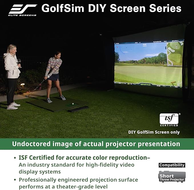 Elite Screens GolfSim DIY, 10'x10' Impact Projector Screen for Golf/Multi-Sport Simulation Screen with Metal Grommets. Folded Packing, DIY10X10-IPW1145-F