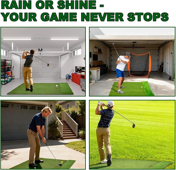 Dual-Turf Golf Trainining Mat, 5X4FT Thickened Indoor Golf Mat, 31/36mm Fairway & Rough Turf Chipping Swing for Backyard Garage,Outdoor (31/36mm Turf)