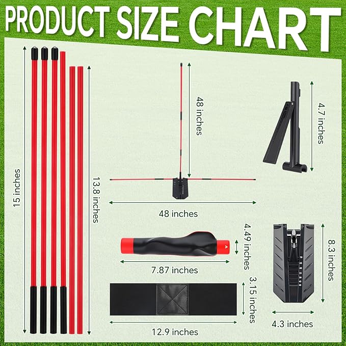 Golf Alignment Sticks and Swing Trainer with Angle Holder for Aiming Putting Aid Arm Band Trainer Enhance Strength, Precision, and Swing Technique Golf Practice Tools for Posture Correct