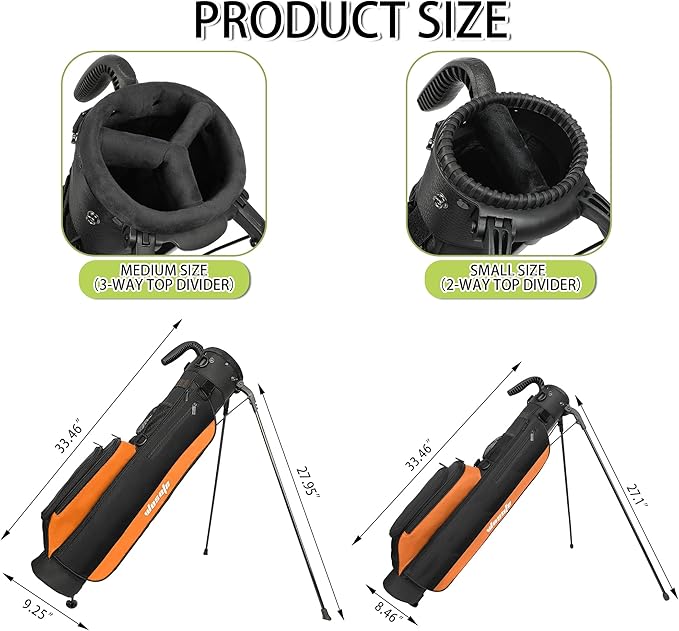 Golf Stand Bag,Lightweight Small Golf Bag,Medium Golf Carry Bag, 2-3Way Divider Men and Women with Adjustable Shoulder Strap Multiple Pockets with Golf Putter Covers