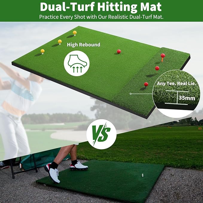 Fanshaw Premium Dual-Turf Golf Mat: 5x4ft 40MM-50MM Thickened for Backyard, Driving Range, Indoor & Outdoor Practice Hitting, Swing & Chipping, Ideal Gifts for Men Dad