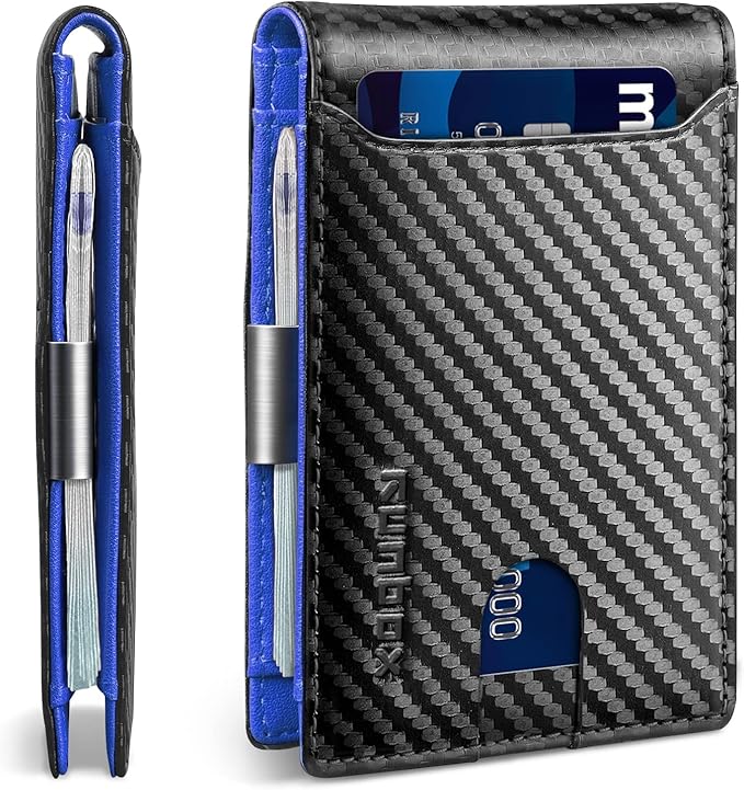 RUNBOX Money Clip Wallets for Men,Slim Leather Mens Bifold Wallet,RFID Blocking Front Pocket Wallet,Thin Credit Card Holder with Gift Box