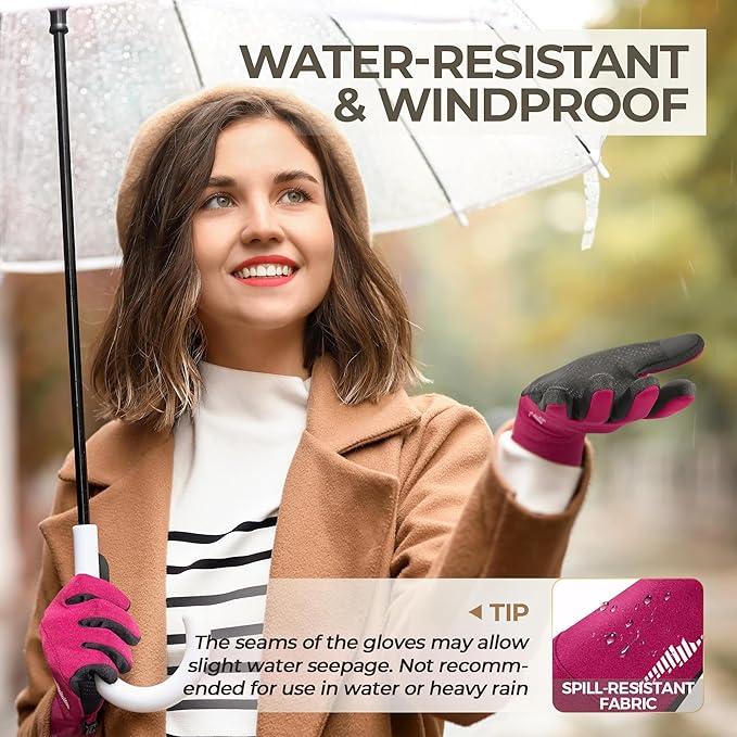 SIMARI Winter Gloves for Women, TouchScreen Water-Resistant Warm Thermal Gloves for Cold Weather, Running Hiking Driving