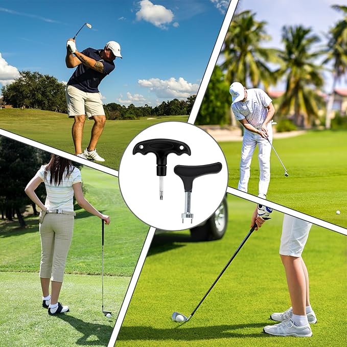 Golf Spike Tool, Stainless Steel Multi Function Golf Shoe Spikes Replacements, Comfortable Grip, Universal Shoe Spike Replacement Tool (with Club Wrench)