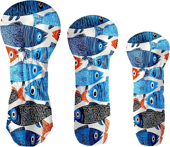 Funny Butterfly Colorful Golf Head Covers for Driver, Fairway, Hybrid & 3 Wood Premium PU Leather with Soft Velvet Lining Waterproof & Scratch-Resistant Unique Golf Gift for Men & Women