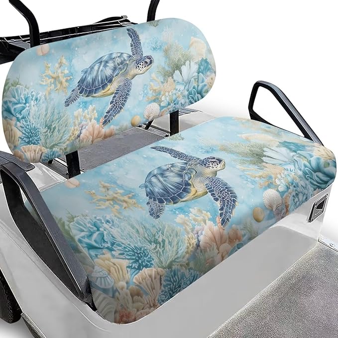 Golf Cart Seat Covers, Universal Fit & Nonskid Bottom Fits for Club Car 2 Person Seats Golf Carts