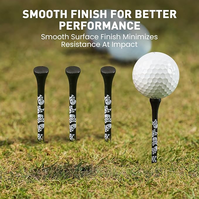 FINGER TEN Golf Tees Wood 3 1/4 2 3/4 Inch Value 50/120 Count, Durable Tees with Bright Colored Stripes for Consistent Height, 70mm 83mm Long Tees Ideal for Golfers