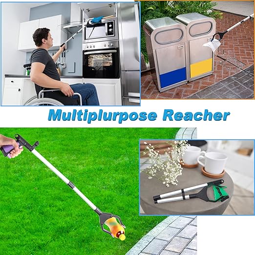 Ctosree 8 Pack 32" Trash Grabber Reacher Tool for Elderly, Foldable Litter Picker Upper, Lightweight Trash Pick up Stick, Long Handy Mobility Aids for Home Garden Arm Extension(Multicolor)