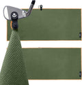 4Monster Golf Towels 3-Pack with Detachable Magnet and Portable Pouch, Quick-Dry Microfiber Golf Towel Set for Golf Bags,Custom Towel Gifts for Men or Women (2, Rifle Green)