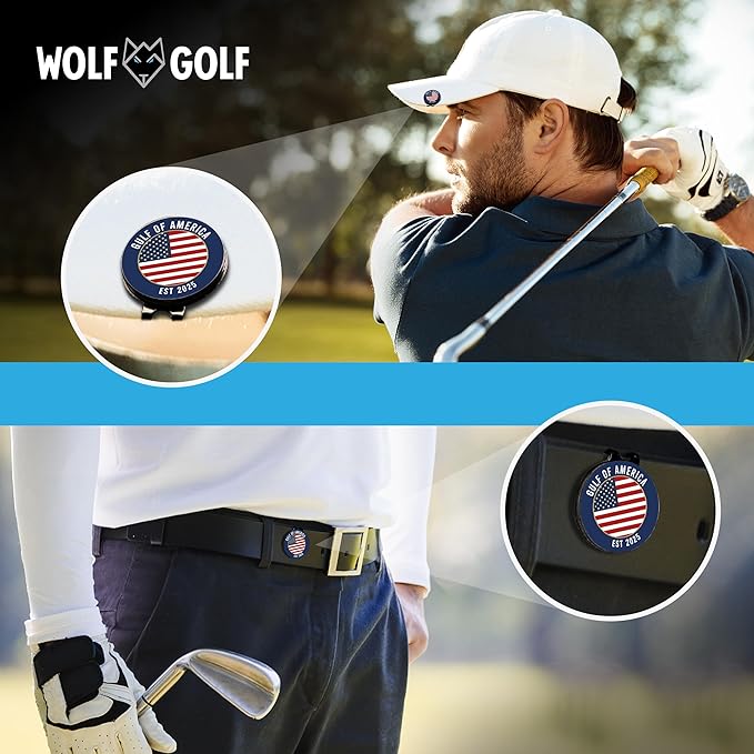 Wolf Golf Towels Golf Ball Marker Hat Clip Set | Multiple Sets to Choose from | 1 Magnetic Clip + 3 Ball Markers | Golf Accessories for Men & Women
