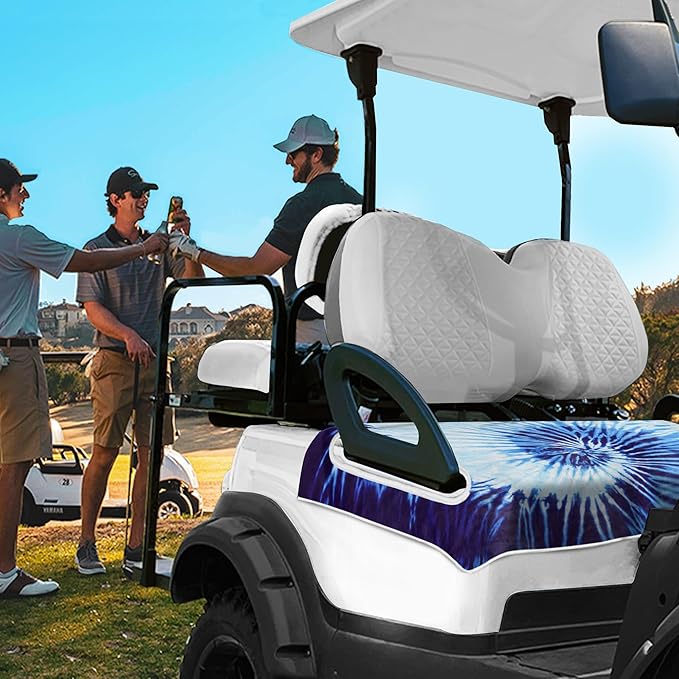 YOKYHOM Summer Golf Cart Seat Covers, Tie-dye Blue Golf Cart Front Seat Towel/Blanket Fit for EZGO/Yamaha/Club Car and More Golf Carts, 100% Microfiber, Keeps Your Seat Cool and Clean, 51''x 31''