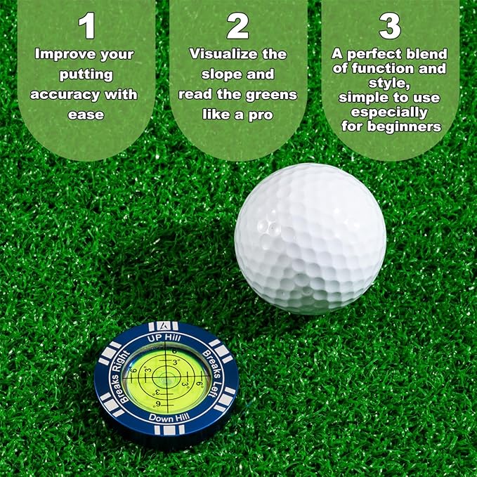 Golf Putt Green Reader, High Precision Golf Training Aid, Stylish Hat Clip Ball Marker, Golf Accessories for Men Women
